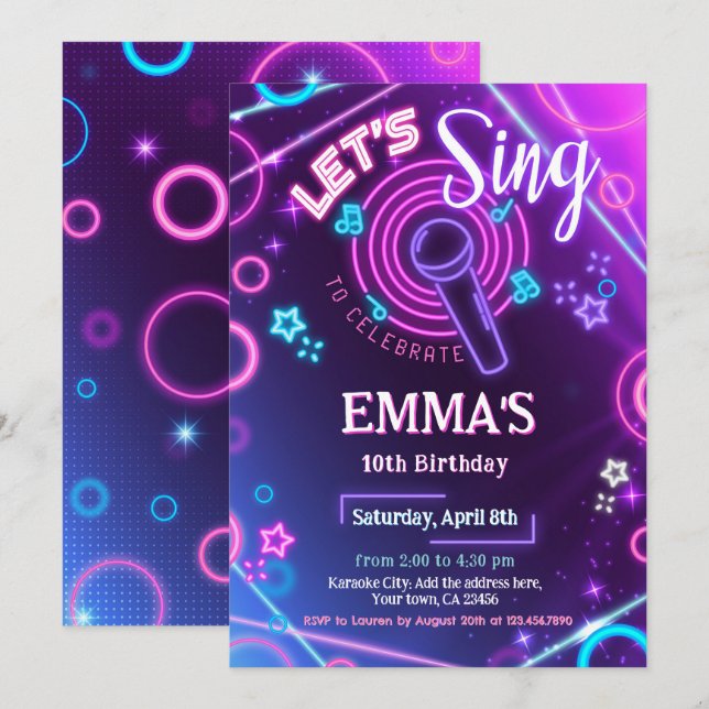 Convite de Festa de Karaokê (Frente/Verso)
