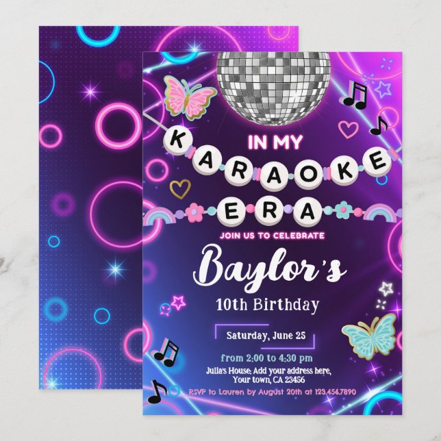 Convite de Festa de Karaokê da Minha Era (Frente/Verso)