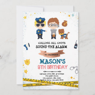 Convite de festa de ladrões e policiais