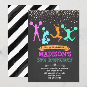 convite de festa de líder de torcida brilhante