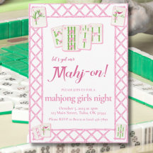 Convite de Festa de Mahjong, Coquete Pink Green