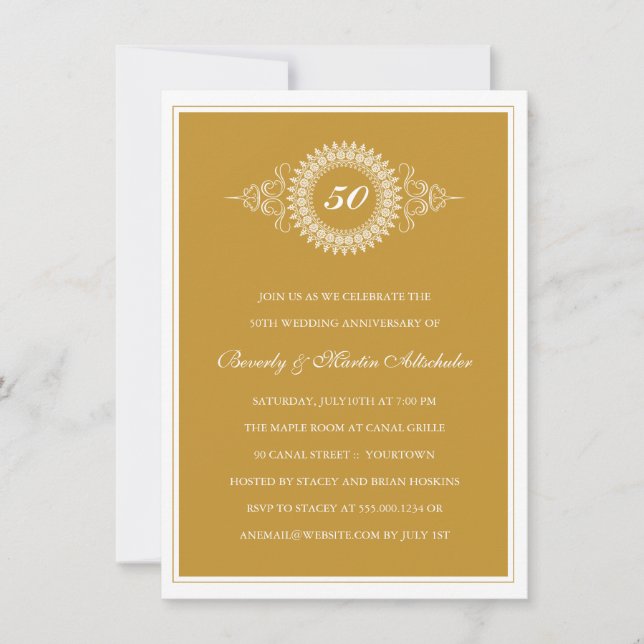 Convite de Festa de Medalhões de Aniversário de Ou (Frente)