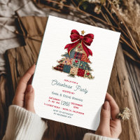 convite de festa de natal árvore de patchwork chic