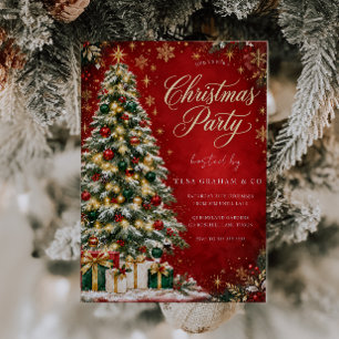 Convite de Festa de Natal Árvore Festiva Vermelha
