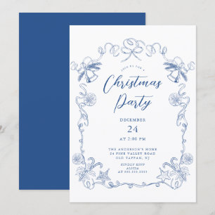 Convite de Festa de Natal Azul Elegante