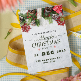 Convite de festa de Natal bege verde branco