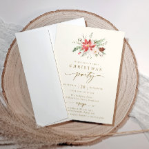 Convite de festa de Natal Boho elegante Creme Dour