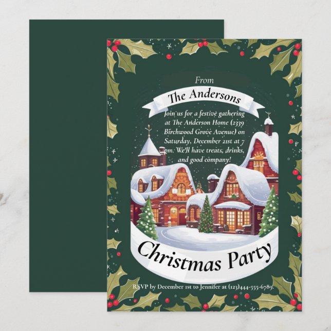 Convite de Festa de Natal Bonito Festivo (Frente/Verso)