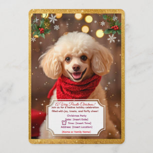 Convite de Festa de Natal Caniche Fofo