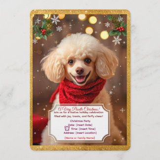 Convite de Festa de Natal Caniche Fofo