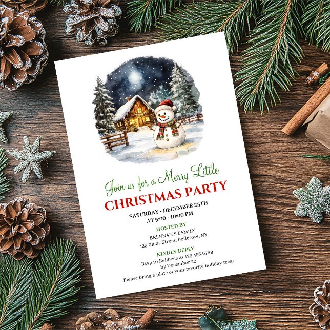 Convite de Festa de Natal Cena de Inverno Elegante (Elegant Winter Scene Christmas Party Invitation)