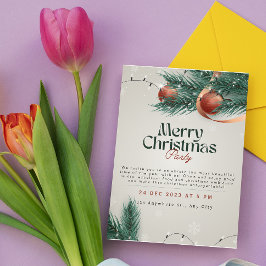 Convite de festa de Natal cinza claro e verde