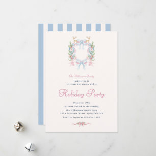 Convite de Festa de Natal com Aguarela Preppy