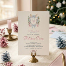 Convite de Festa de Natal com Aguarela Preppy