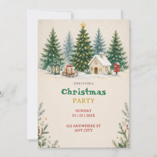 Convite de Festa de Natal com Aquarela