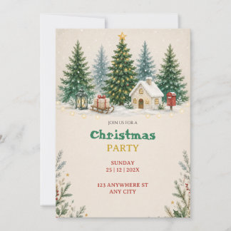 Convite de Festa de Natal com Aquarela