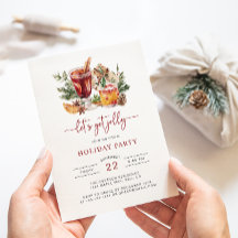 Convite de Festa de Natal com Aquarela de Férias