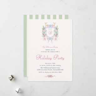 Convite de Festa de Natal com Aquarela Préppy