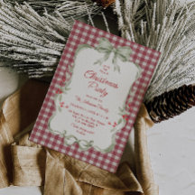 Convite de festa de Natal com arco Coquette Xadrez