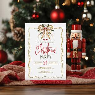 Convite de Festa de Natal com Arco Decorado Dourad