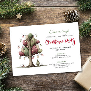 Convite de festa de Natal com árvore de desenho an