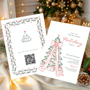 Convite de festa de Natal com árvore elegante deco
