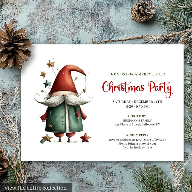 Convite de festa de Natal com cartão vermelho e ve (Quirky red green Christmas party invitation card

)