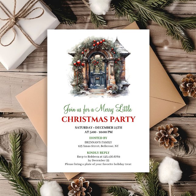 Convite de festa de Natal com cena de feriado mini (Minimalist Holiday scene Christmas party invite

)