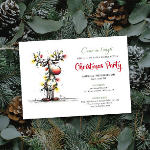 Convite de festa de Natal com cervo estranho