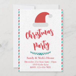 Convite de Festa de Natal com Chapéu de Papai Noel