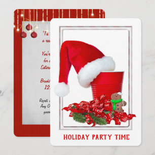 convite de festa de Natal com copo vermelho