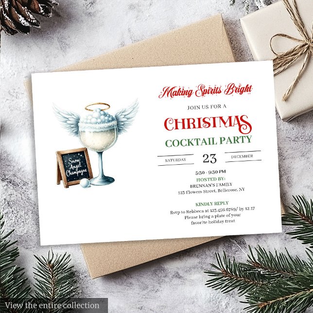 Convite de Festa de Natal com Coquetéis Festivos M (Modern Festive Christmas Cocktails Party Invite)