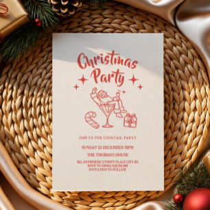 Convite de festa de Natal com coquetel retrô do Pa