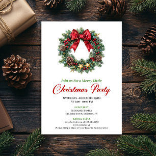 Convite de festa de Natal com coroa de pinheiro aq