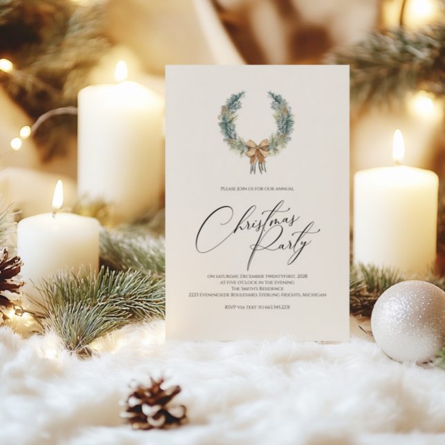 Convite de Festa de Natal com Coroa Festiva (Criador carregado)