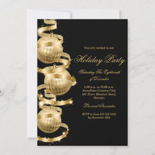 Convite de Festa de Natal com Enfeite Dourado Fest