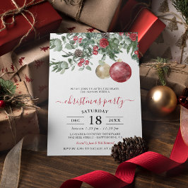 Convite de festa de Natal com flores de inverno el