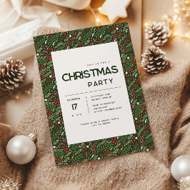 Convite de Festa de Natal com Folha de Azevinho Mo