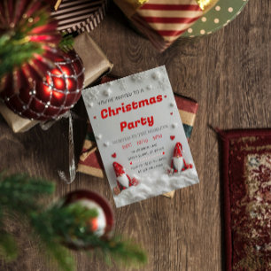 Convite de festa de Natal com gnomo vermelho fofo