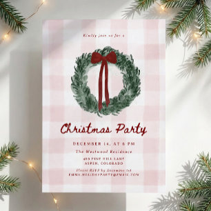 Convite de festa de Natal com guirlanda de aquarel