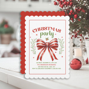 Convite de Festa de Natal com Laço Coquette Vermel