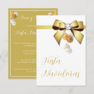 Convite de Festa de Natal com Laço e Joia