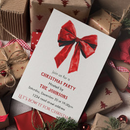 Convite de Festa de Natal com Laço Vermelho Elegan