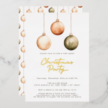Convite de festa de Natal com ornamentos minimalis
