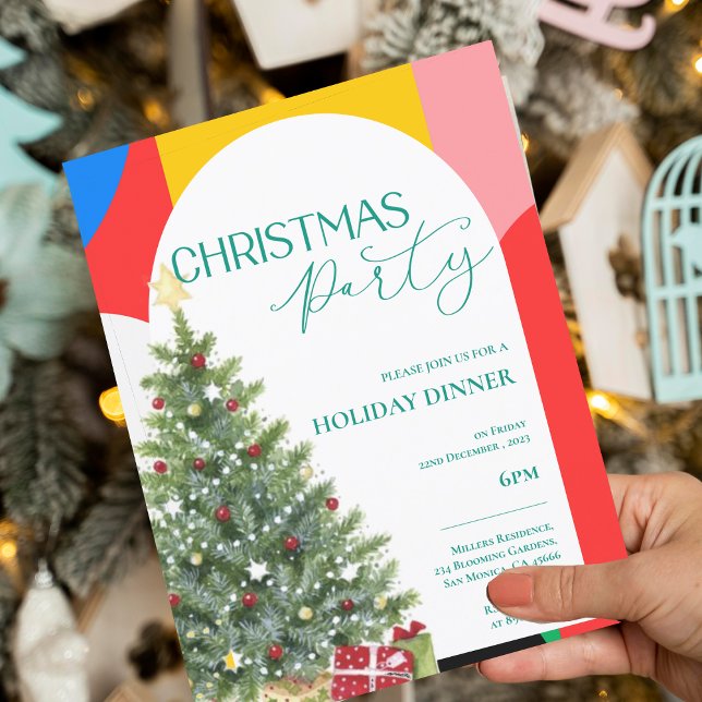 Convite de festa de Natal com padrão abstrato (Abstract Pattern Christmas Party Invitation Postcard)