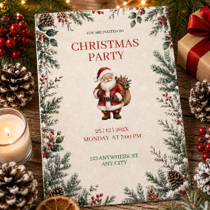 Convite de Festa de Natal com Papai Noel