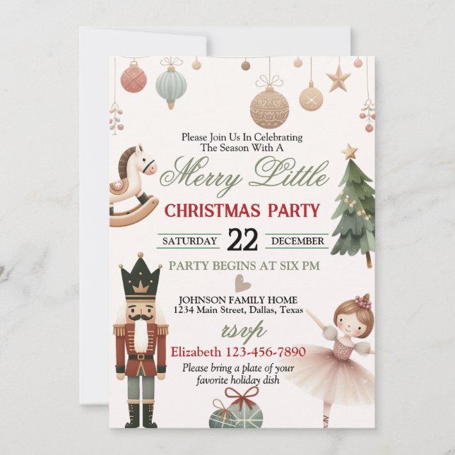 Convite de festa de Natal com tema de férias fofo (Frente)