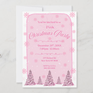 Convite de festa de Natal cor-de-rosa