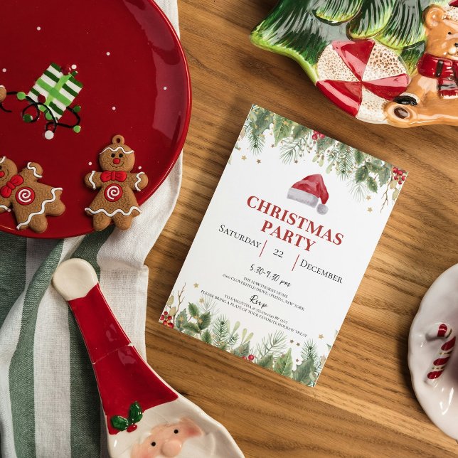 Convite de festa de Natal Coroa da Natureza Aconch (Criador carregado)