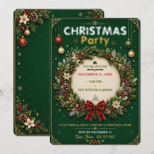 Convite de Festa de Natal Coroa de Esmeralda